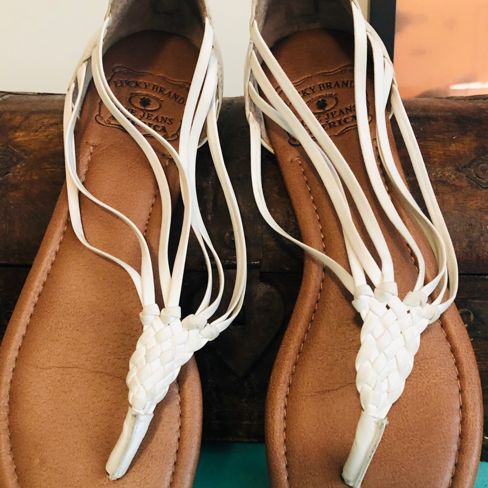 Lucky Brand White Leather Sandals